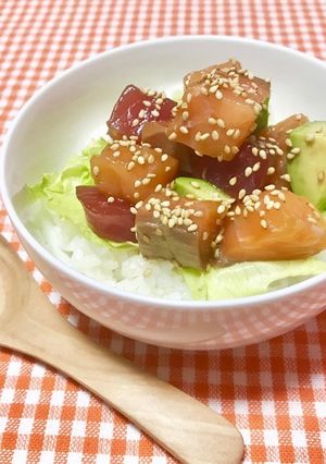 マグロとサーモンとアボカドのさっぱり丼-レシピのメイン写真