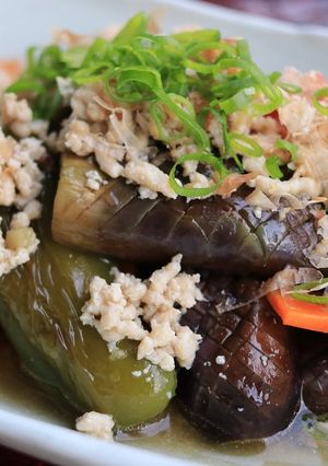 常備菜に♪夏野菜と鶏そぼろの焼き浸し-レシピのメイン写真