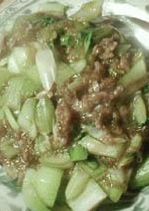 もずくと牛肉とチンゲン菜のオイスターソース炒め-レシピのメイン写真