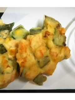 ズッキーニと鶏のかき揚げ カレー塩添え-レシピのメイン写真