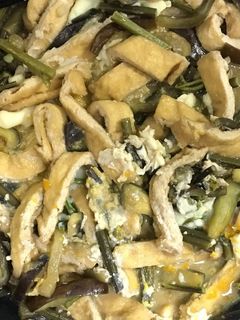 油揚げとわらびと茄子の卵とじ-レシピのメイン写真