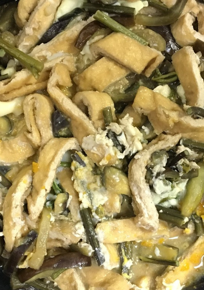 油揚げとわらびと茄子の卵とじ-レシピのメイン写真