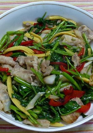 豚肉と空心菜のナンプラー風味炒めもの-レシピのメイン写真
