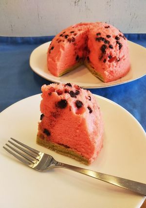 夏休みの簡単おやつ☆すいかのレンジケーキ-レシピのメイン写真
