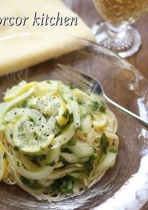 セロリの塩レモン漬け冷製パスタ-レシピのメイン写真