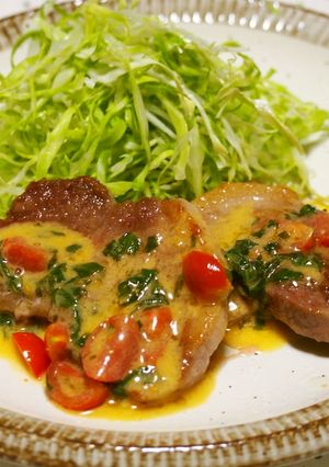 豚ロースステーキ♪バジル生クリームソース-レシピのメイン写真