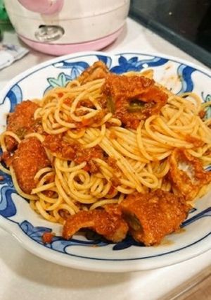 前日の残り物リメイク！フライ混ぜパスタ-レシピのメイン写真