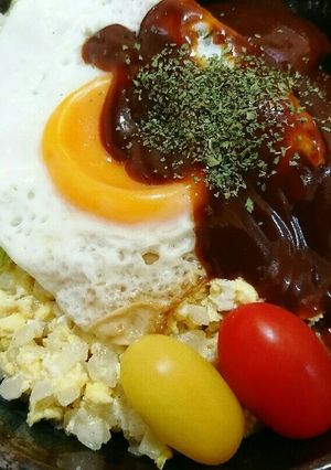 ざくざく混ぜて♥簡単手作り ロコモコ丼-レシピのメイン写真