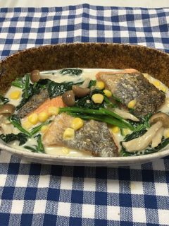ほうれん草と鮭のクリーム煮-レシピのメイン写真
