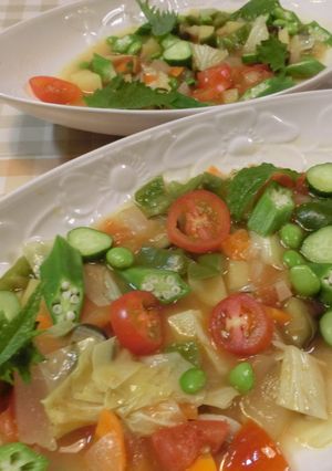 冷製和風味、夏野菜のミネストローネ-レシピのメイン写真