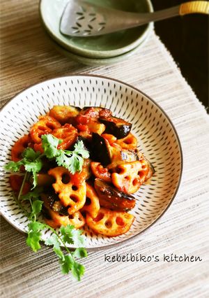 茄子とれんこんのピリ辛甘酢炒め-レシピのメイン写真