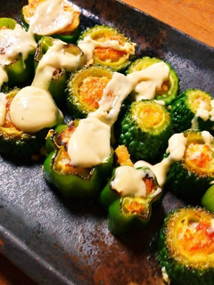 ゴーヤのエビ詰め【わさびマヨソース】-レシピのメイン写真