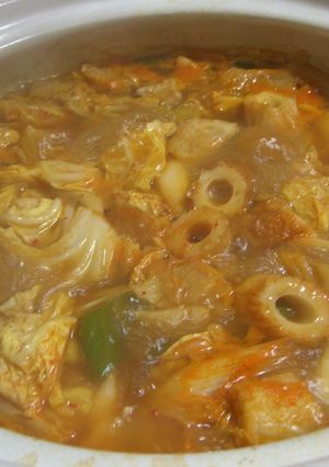 ごま油で炒めて美味しい味噌キムチ鍋！-レシピのメイン写真