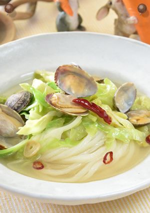 アサリと春キャベツのうどん-レシピのメイン写真