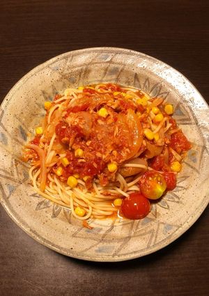 ツナコーントマトスパゲティ-レシピのメイン写真
