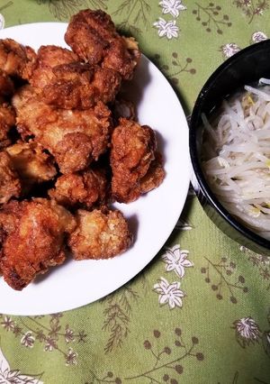 鶏もも肉のジューシー唐揚げ&もやしナムル-レシピのメイン写真