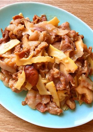 たけのこ豚肉きのこのコックリ醤油炒め！-レシピのメイン写真