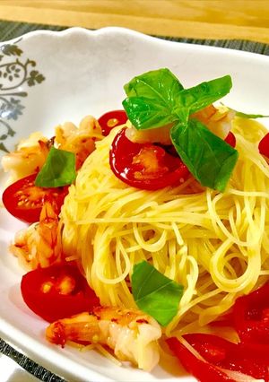 トマトとエビの冷製パスタ そうめんでも♬-レシピのメイン写真