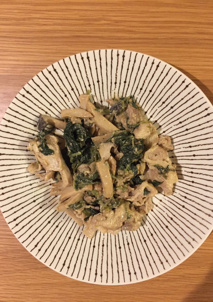 豚肉とほうれん草とエリンギの豆乳炒め-レシピのメイン写真
