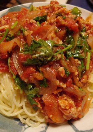 しょっつるパクチーでアジアンミートソース-レシピのメイン写真