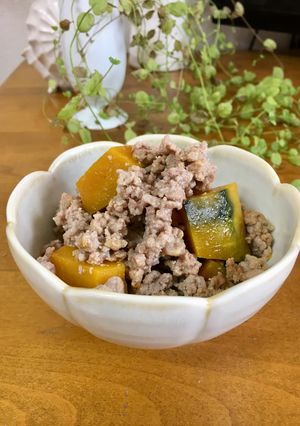 豚ひき肉とカボチャのレンジ煮物-レシピのメイン写真