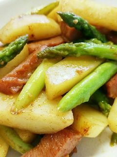 じゃがベーコンとアスパラのカレー炒め-レシピのメイン写真