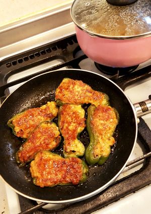 鶏ひき肉のピーマン詰-レシピのメイン写真