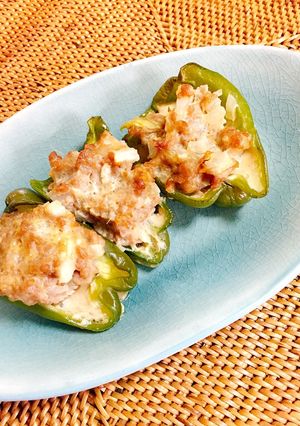 オープンでジューシー！ピーマンの肉詰め-レシピのメイン写真