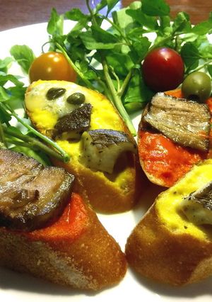 赤と黄のパプリカソースのブルスケッタ-レシピのメイン写真