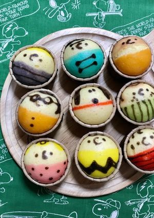 スヌーピーのデコ蒸しパン-レシピのメイン写真