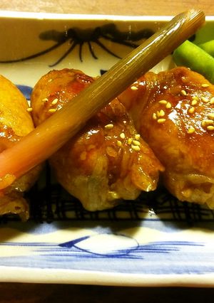 パクチー入り肉巻きおにぎり-レシピのメイン写真