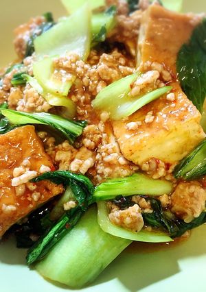 青梗菜と厚揚げとひき肉のピリ辛炒め-レシピのメイン写真