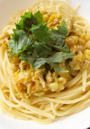 カボチャとツナのカレーマヨパスタ-レシピのメイン写真