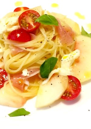 桃の冷製パスタ-レシピのメイン写真