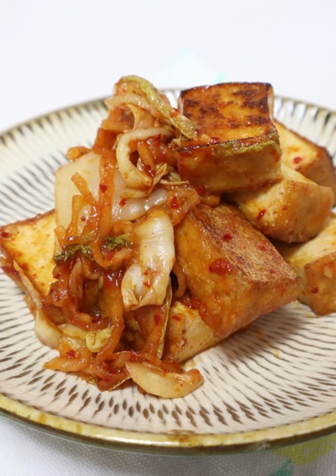 簡単焼くだけ副菜！厚揚げとキムチ炒め-レシピのメイン写真