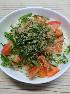 トマトと大葉たっぷりのせた素麺!-レシピのメイン写真