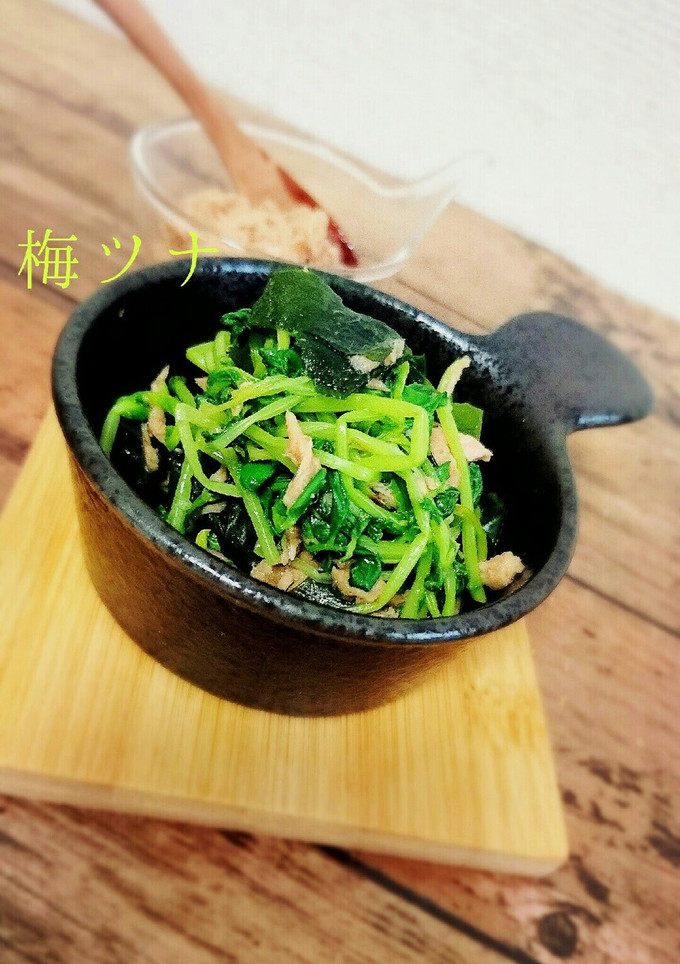 超簡単！豆苗とワカメの梅ツナ和え-レシピのメイン写真