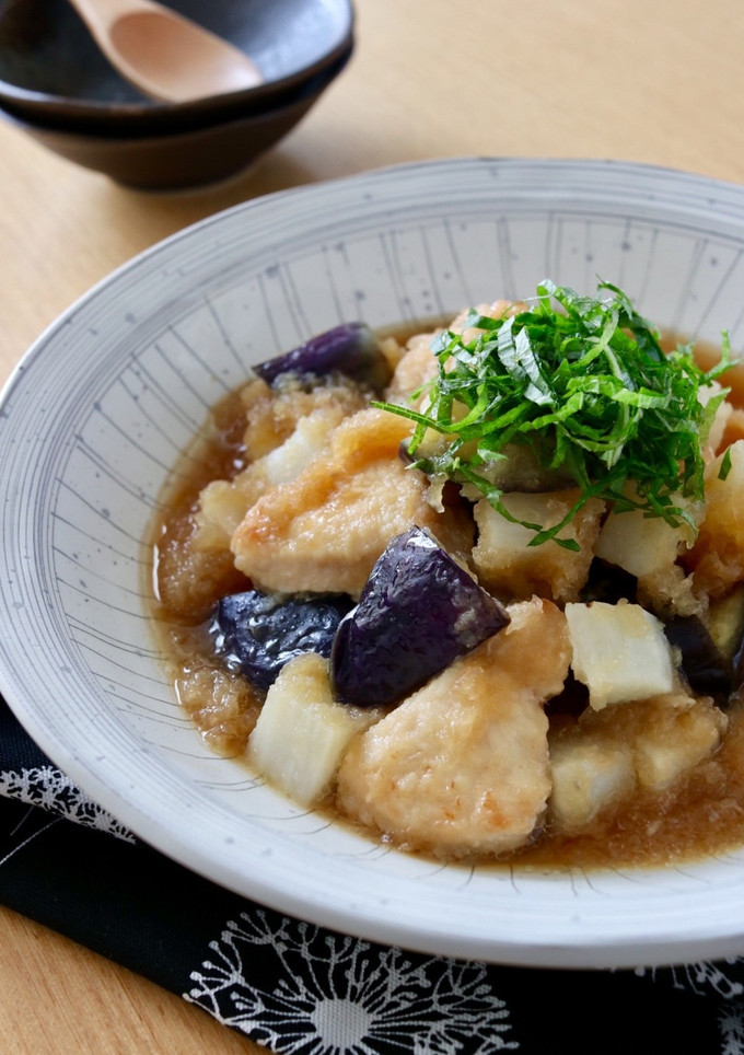 鶏むね肉と茄子と長芋のみぞれ煮-レシピのメイン写真