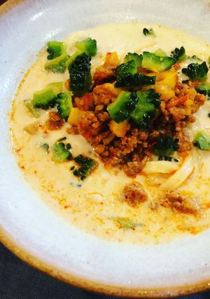 みりんで苦味和らぐ？ゴーヤ豆乳坦々うどん-レシピのメイン写真