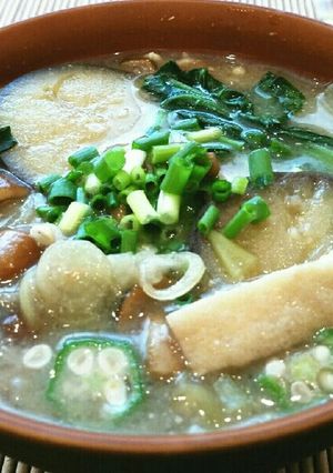 なす小松菜なめこ油揚げの定食屋風味噌汁♡-レシピのメイン写真