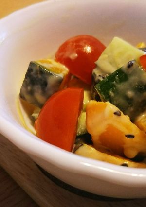 レンジでかぼちゃの味噌マヨサラダ-レシピのメイン写真