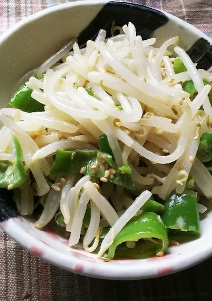 レンジでモヤシ&ししとうオイマヨ胡麻和え-レシピのメイン写真