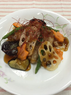 秋野菜と鶏肉のピリ辛あんかけ(透析食)-レシピのメイン写真