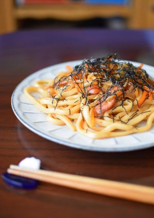 ぽん酢と黒胡椒だけ！焼きうどん♪-レシピのメイン写真