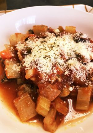 電子レンジ圧力鍋で夏野菜のトマト煮込み-レシピのメイン写真