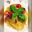 生ハムとバジルとトマトの冷製パスタ