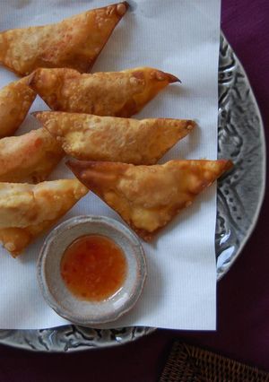 『海老と蓮根のワンタン揚げ』-レシピのメイン写真