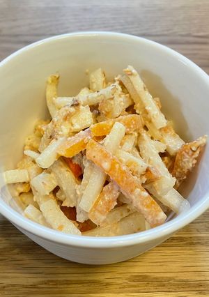 子どももパクパク食べる！大根と柿のサラダ-レシピのメイン写真