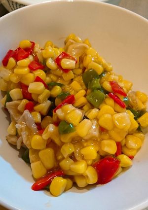 簡単！コーンとピーマンと鶏肉炒め！-レシピのメイン写真