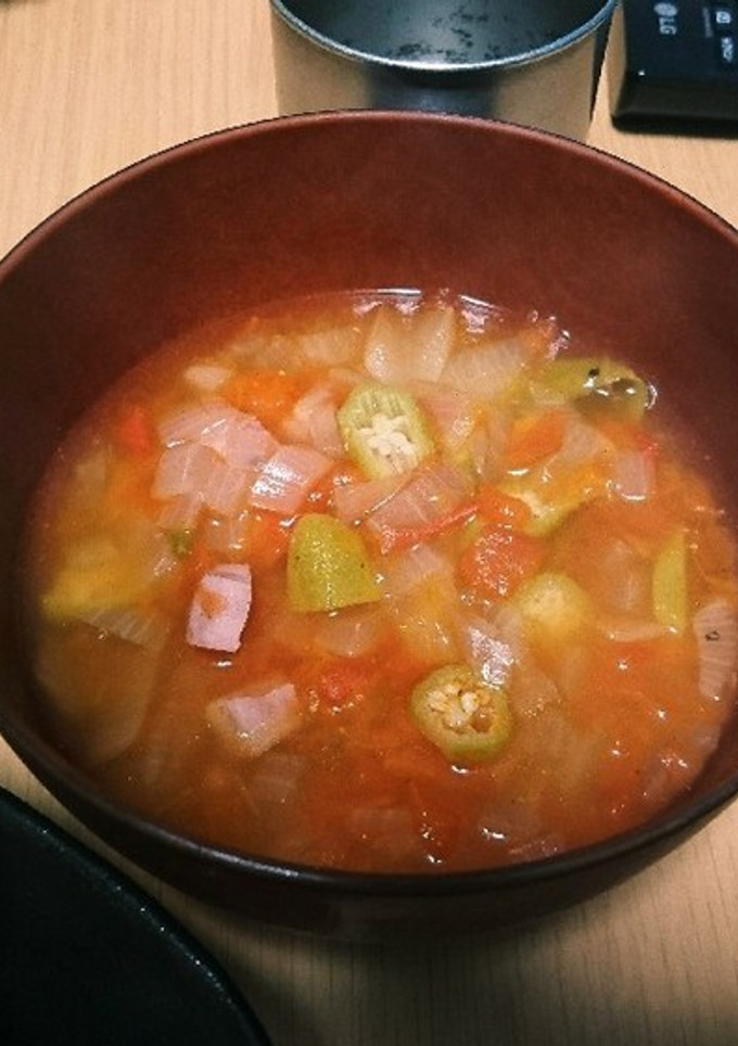 冷蔵庫が片付くトマトとオクラのスープ-レシピのメイン写真